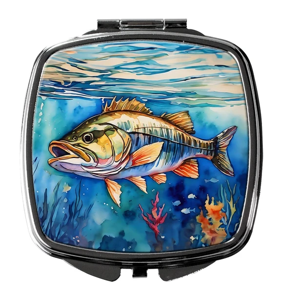 Striped Bass Compact Decorative Travel Makeup Mirror DAC2833 product image at NuMercy