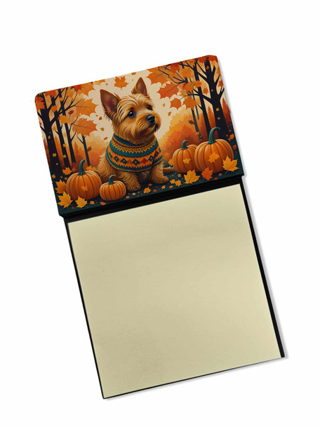 Norwich Terrier Fall Sticky Note Holder Refillable Dispenser product image at NuMercy