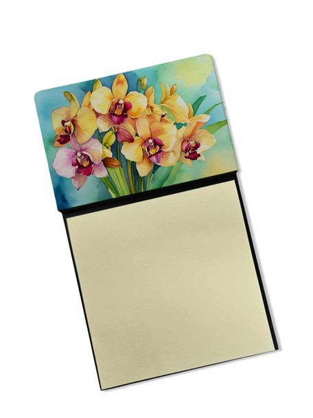 Orchids in Watercolor Sticky Note Holder Refillable Dispenser DAC1558 product image at NuMercy