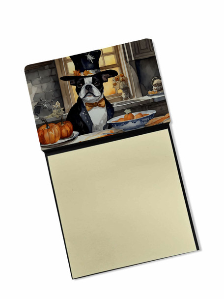 Boston Terrier Fall Kitchen Pumpkins Sticky Note Holder Refillable Dispenser DAC1747 product image at NuMercy