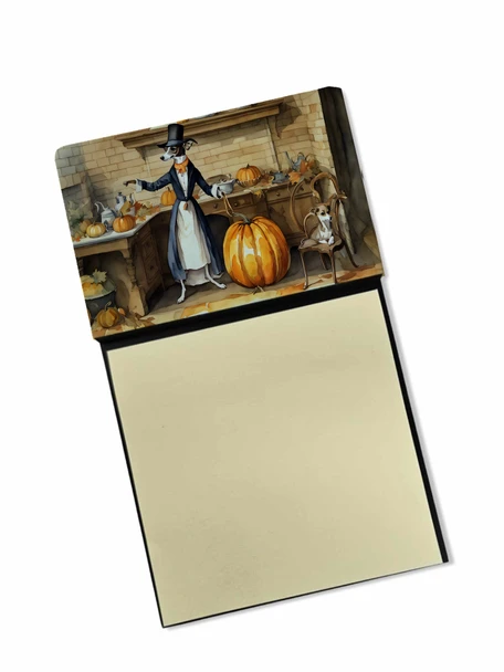 Italian Greyhound Fall Kitchen Pumpkins Sticky Note Holder Refillable Dispenser product image at NuMercy