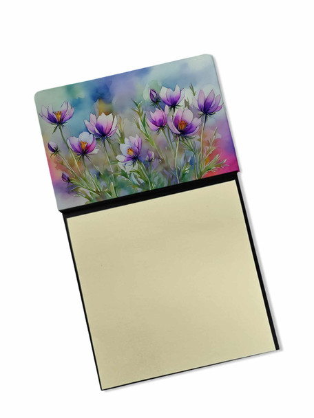 South Dakota Pasque Flowers in Watercolor Sticky Note Holder Refillable Dispenser product image at NuMercy