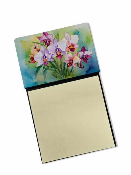 Orchids in Watercolor Sticky Note Holder Refillable Dispenser DAC1563 product image at NuMercy