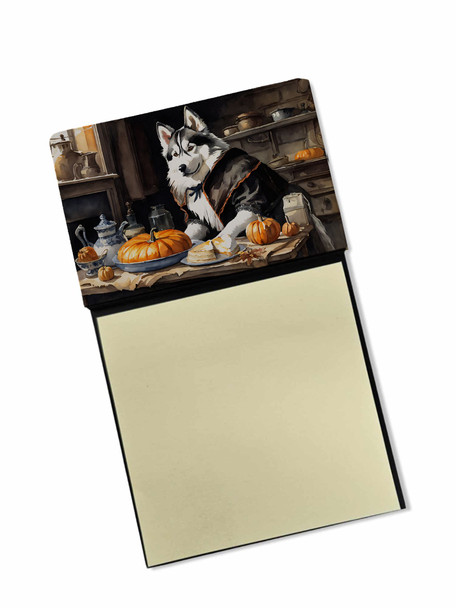 Siberian Husky Fall Kitchen Pumpkins Sticky Note Holder Refillable Dispenser DAC1817 product image at NuMercy
