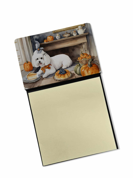 Bichon Frise Fall Kitchen Pumpkins Sticky Note Holder Refillable Dispenser DAC1740 product image at NuMercy