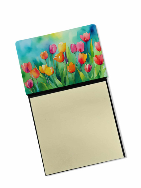 Tulips in Watercolor Sticky Note Holder Refillable Dispenser DAC1618 product image at NuMercy