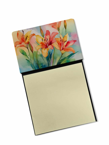 Lilies in Watercolor Sticky Note Holder Refillable Dispenser DAC1588 product image at NuMercy