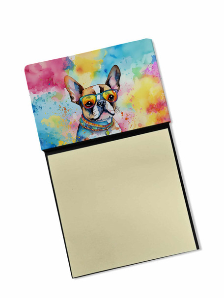 Boston Terrier Hippie Dawg Sticky Note Holder Refillable Dispenser DAC2470 product image at NuMercy