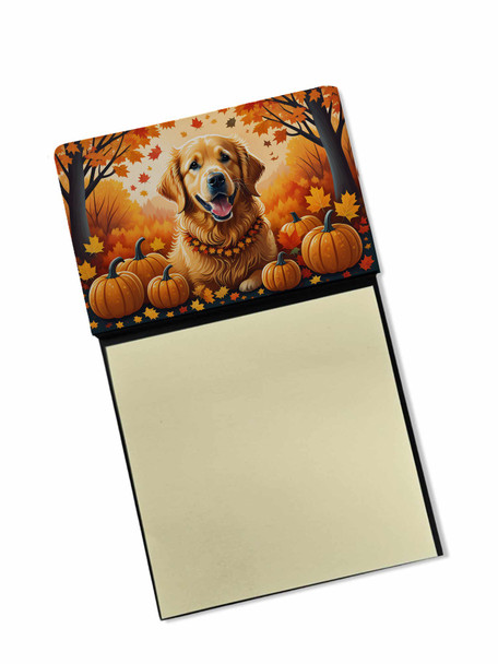 Golden Retriever Fall Sticky Note Holder Refillable Dispenser product image at NuMercy