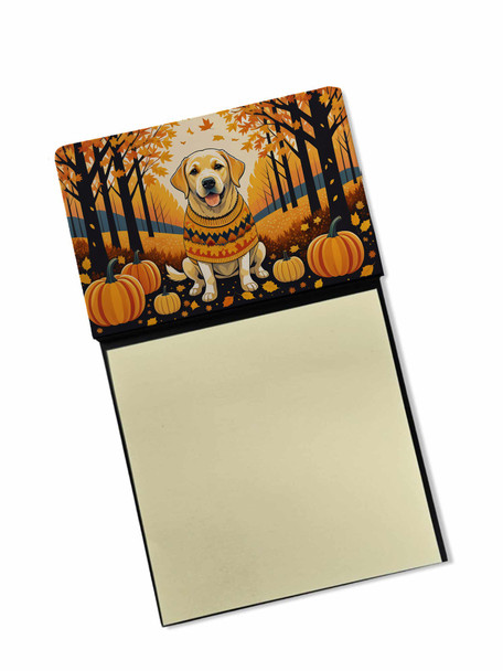 Yellow Labrador Retriever Fall Sticky Note Holder Refillable Dispenser product image at NuMercy