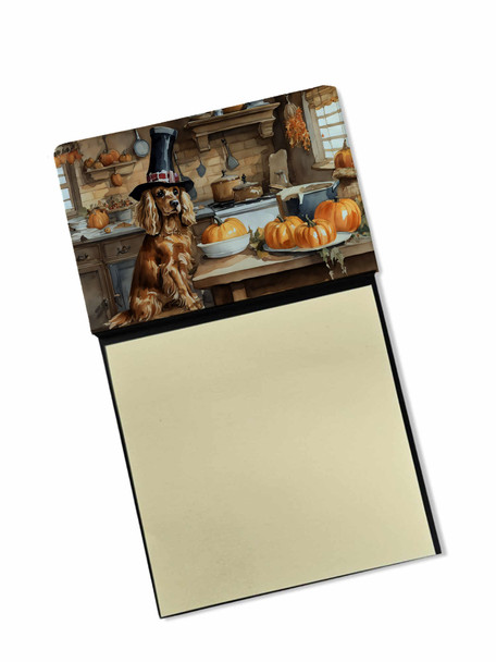 Cocker Spaniel Fall Kitchen Pumpkins Sticky Note Holder Refillable Dispenser product image at NuMercy