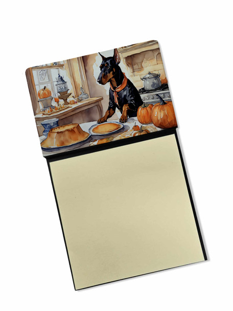 Doberman Pinscher Fall Kitchen Pumpkins Sticky Note Holder Refillable Dispenser product image at NuMercy