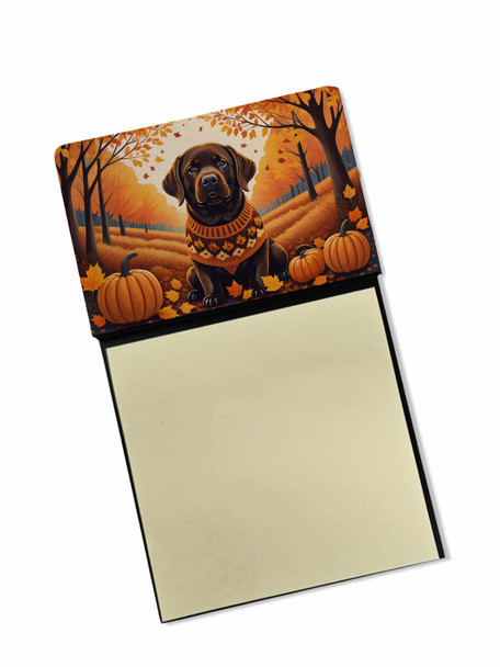 Chocolate Labrador Retriever Fall Sticky Note Holder Refillable Dispenser product image at NuMercy