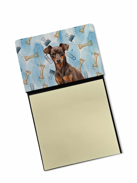 Chocolate and Rust Miniature Pinscher Coworker Watercolor Sticky Note Holder Refillable Dispenser product image at NuMercy
