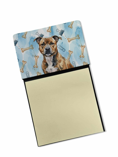Brindle Staffordshire Bull Terrier Coworker Watercolor Sticky Note Holder Refillable Dispenser product image at NuMercy
