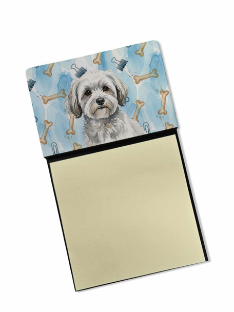 White with Gray Coton de Tulear Coworker Watercolor Sticky Note Holder Refillable Dispenser product image at NuMercy