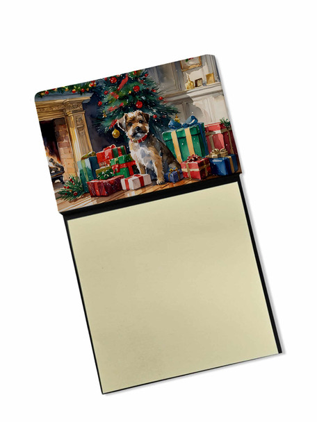 Border Terrier Cozy Christmas Sticky Note Holder Refillable Dispenser product image at NuMercy
