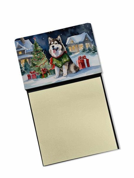 Alaskan Malamute Cozy Christmas Sticky Note Holder Refillable Dispenser DAC2592 product image at NuMercy