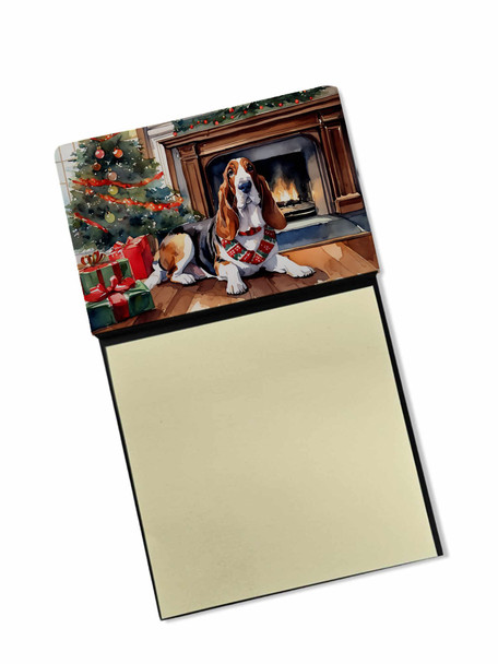 Basset Hound Cozy Christmas Sticky Note Holder Refillable Dispenser product image at NuMercy