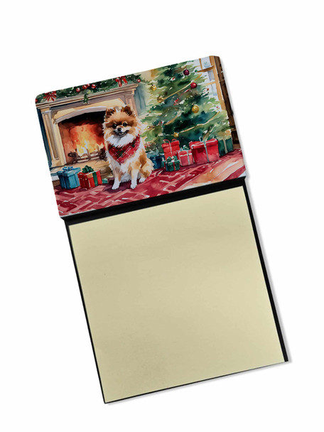 Pomeranian Cozy Christmas Sticky Note Holder Refillable Dispenser DAC2723 product image at NuMercy