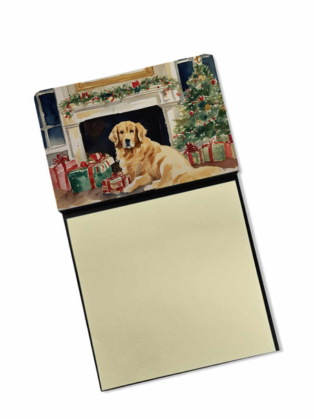 Golden Retriever Cozy Christmas Sticky Note Holder Refillable Dispenser DAC2667 product image at NuMercy