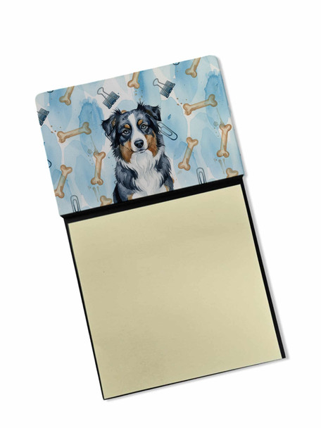 Black Australian Shepherd Coworker Watercolor Sticky Note Holder Refillable Dispenser product image at NuMercy