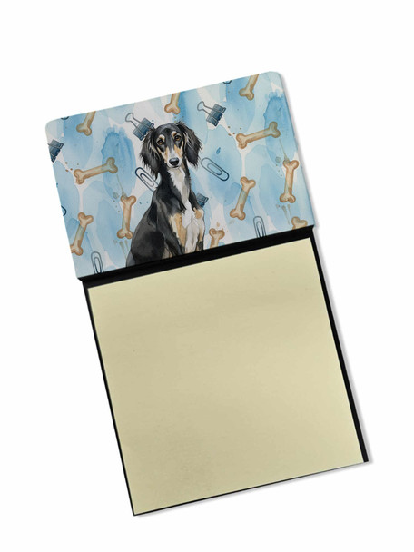 Black and Tan Saluki Coworker Watercolor Sticky Note Holder Refillable Dispenser product image at NuMercy