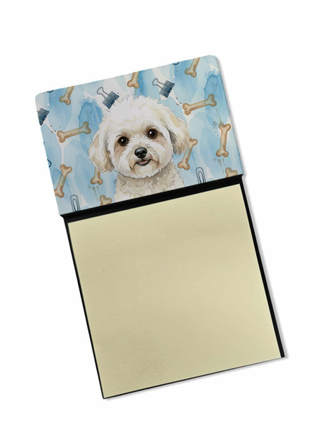 White and Cream Bichon Frise Coworker Watercolor Sticky Note Holder Refillable Dispenser product image at NuMercy