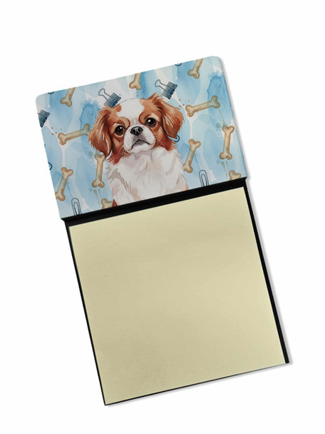 Red and White Japanese Chin Coworker Watercolor Sticky Note Holder Refillable Dispenser product image at NuMercy