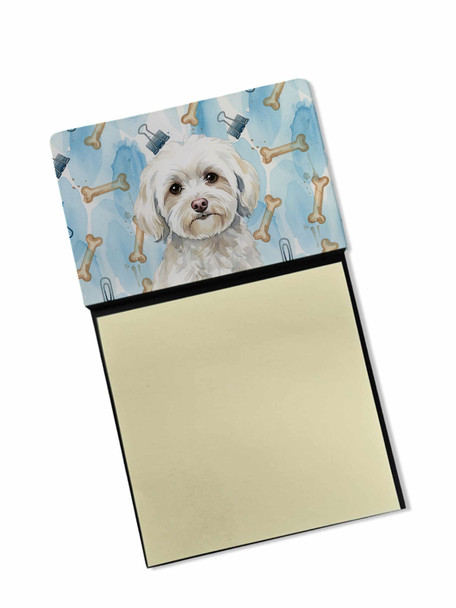 White Havanese Coworker Watercolor Sticky Note Holder Refillable Dispenser product image at NuMercy