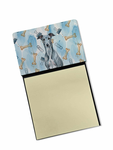 Blue Brindle Greyhound Coworker Watercolor Sticky Note Holder Refillable Dispenser product image at NuMercy