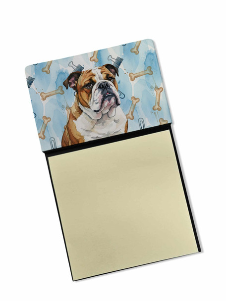 Brindle and White English Bulldog Coworker Watercolor Sticky Note Holder Refillable Dispenser product image at NuMercy