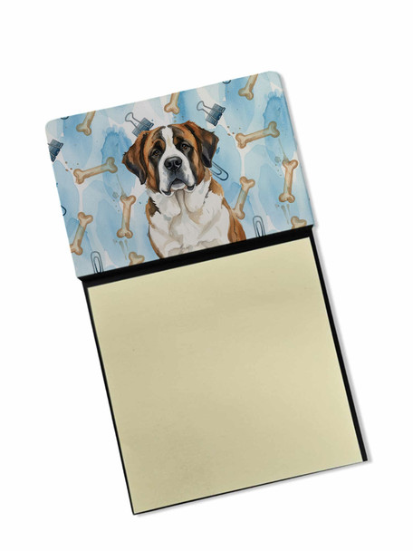 Brindle and White Saint Bernard Coworker Watercolor Sticky Note Holder Refillable Dispenser product image at NuMercy