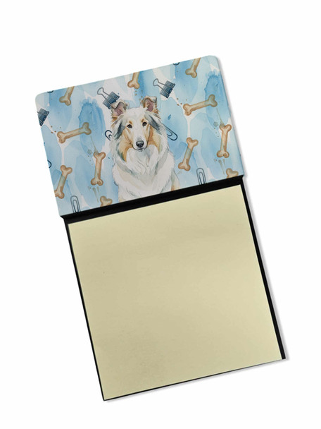 White Collie Coworker Watercolor Sticky Note Holder Refillable Dispenser product image at NuMercy