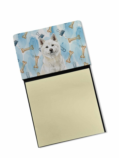 White Akita Coworker Watercolor Sticky Note Holder Refillable Dispenser product image at NuMercy