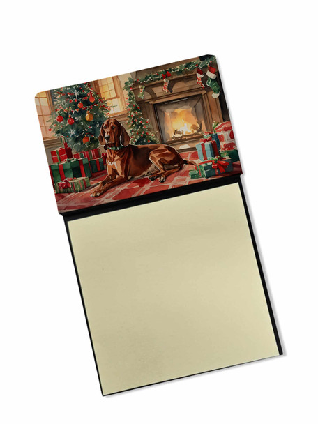 Redbone Coonhound Cozy Christmas Sticky Note Holder Refillable Dispenser product image at NuMercy