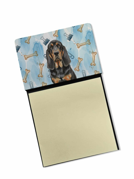 Black and Tan Bloodhound Coworker Watercolor Sticky Note Holder Refillable Dispenser product image at NuMercy