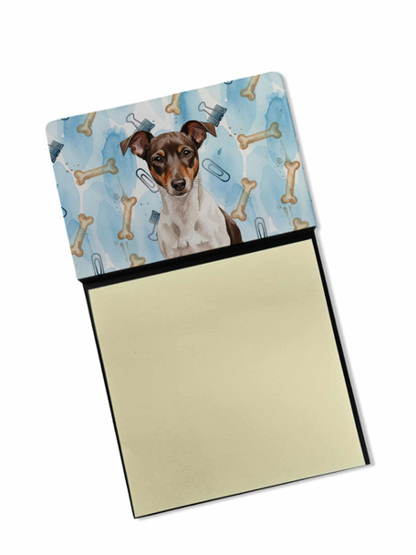 Chocolate and White Rat Terrier Coworker Watercolor Sticky Note Holder Refillable Dispenser product image at NuMercy