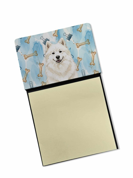 Cream Samoyed Coworker Watercolor Sticky Note Holder Refillable Dispenser product image at NuMercy