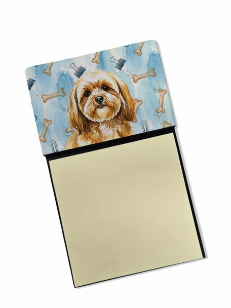 Gold Lhasa Apso Coworker Watercolor Sticky Note Holder Refillable Dispenser product image at NuMercy