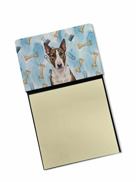 Brindle and White Bull Terrier Coworker Watercolor Sticky Note Holder Refillable Dispenser product image at NuMercy