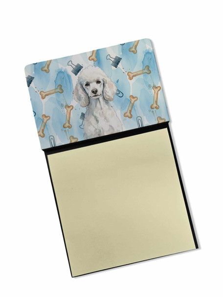 Standard White Poodle Coworker Watercolor Sticky Note Holder Refillable Dispenser product image at NuMercy