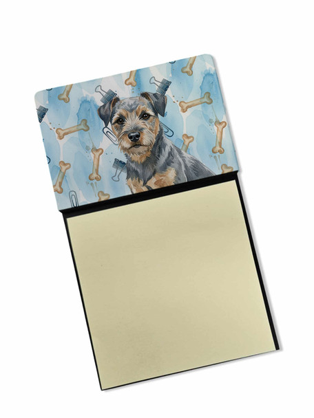 Blue and Tan Border Terrier Coworker Watercolor Sticky Note Holder Refillable Dispenser product image at NuMercy