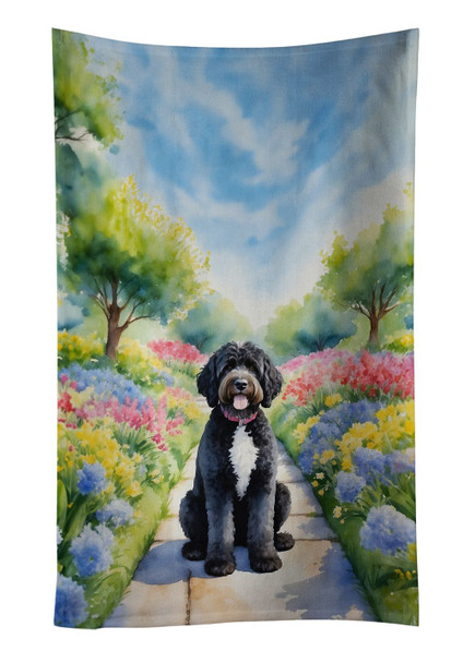 Portuguese Water Dog Spring Path Kitchen Towel Dish Cloths product image at NuMercy