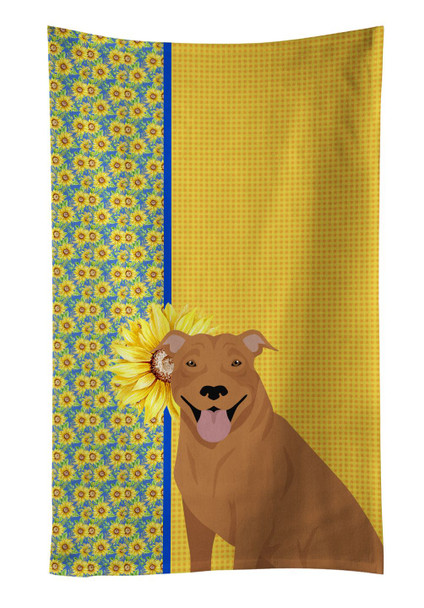 Summer Sunflowers Red Pit Bull Terrier Kitchen Towel Dish Cloths product image at NuMercy