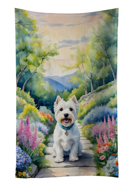 Westie Spring Path Kitchen Towel Dish Cloths product image at NuMercy