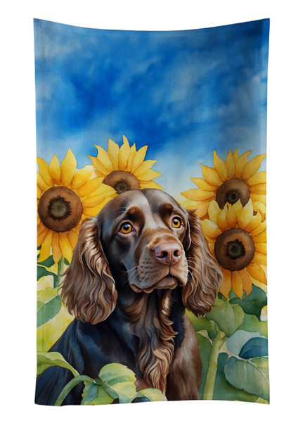 Boykin Spaniel in Sunflowers Kitchen Towel Dish Cloths product image at NuMercy