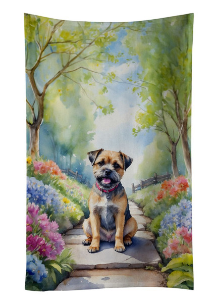 Border Terrier Spring Path Kitchen Towel Dish Cloths product image at NuMercy