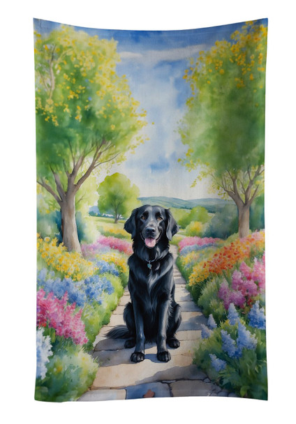 Flat-Coated Retriever Spring Path Kitchen Towel Dish Cloths product image at NuMercy