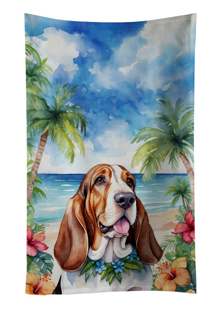 Basset Hound Luau Kitchen Towel Dish Cloths product image at NuMercy